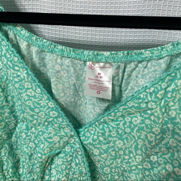 No Boundaries Teal Floral Smocked Mini Dress Size Medium - Picture 8 of 8